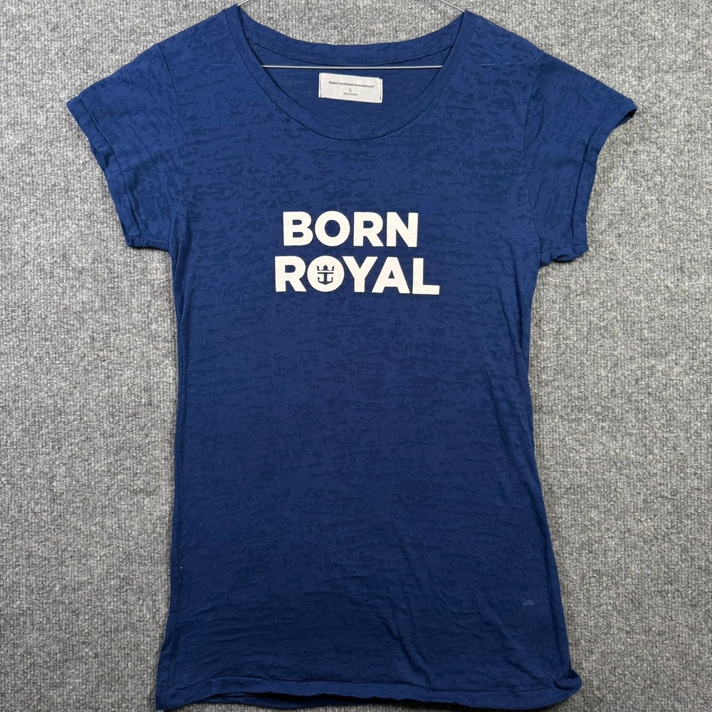 Royal Caribbean Born Royal T Shirt Womens Small Blue Burnout Graphic Tee